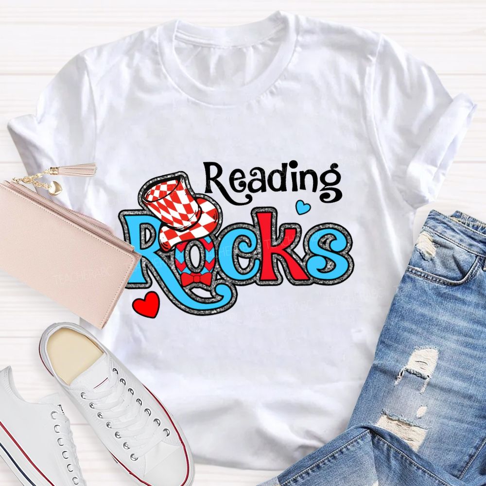 Reading Rocks Blue And Red Letter T-Shirt
