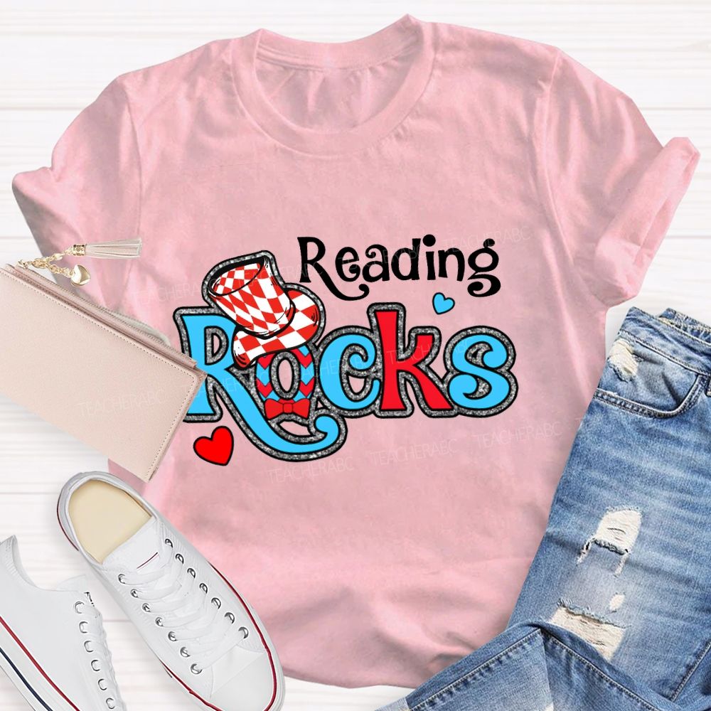 Reading Rocks Blue And Red Letter T-Shirt