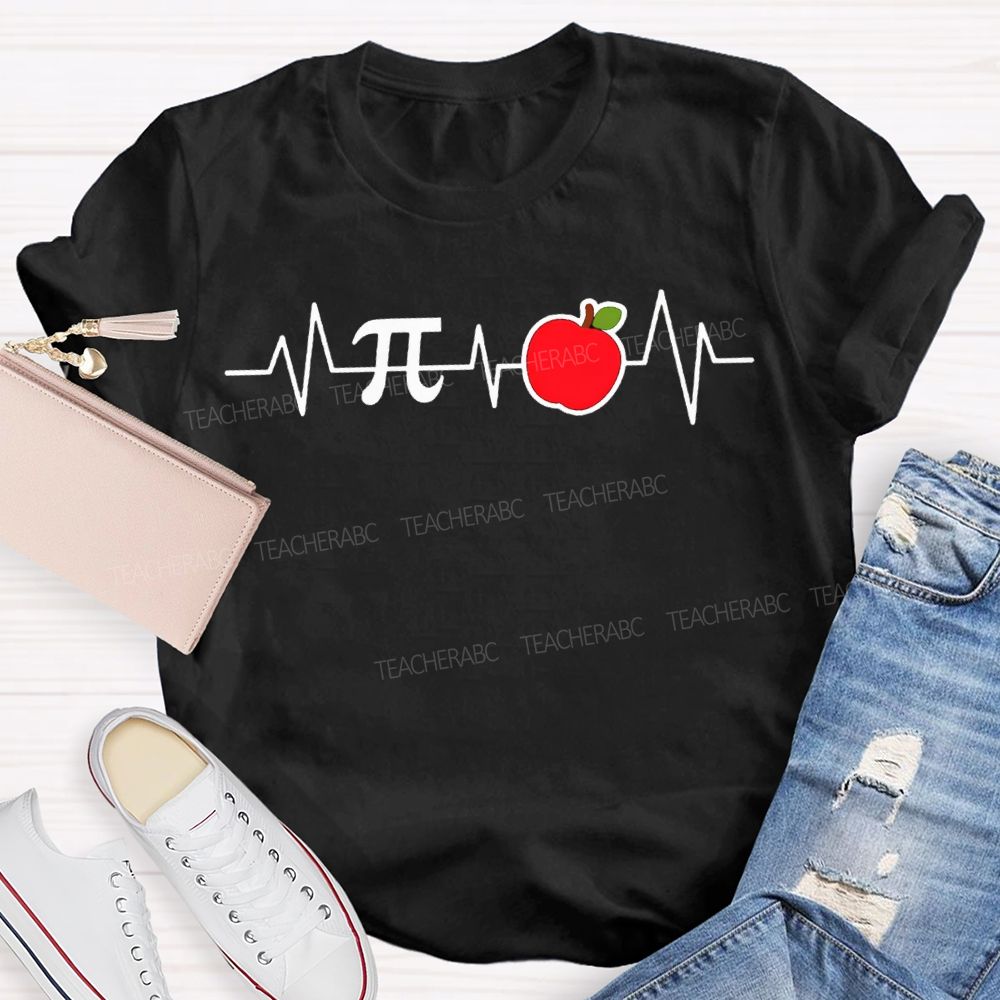 Pi And Apple Print Math Teacher T-shirt