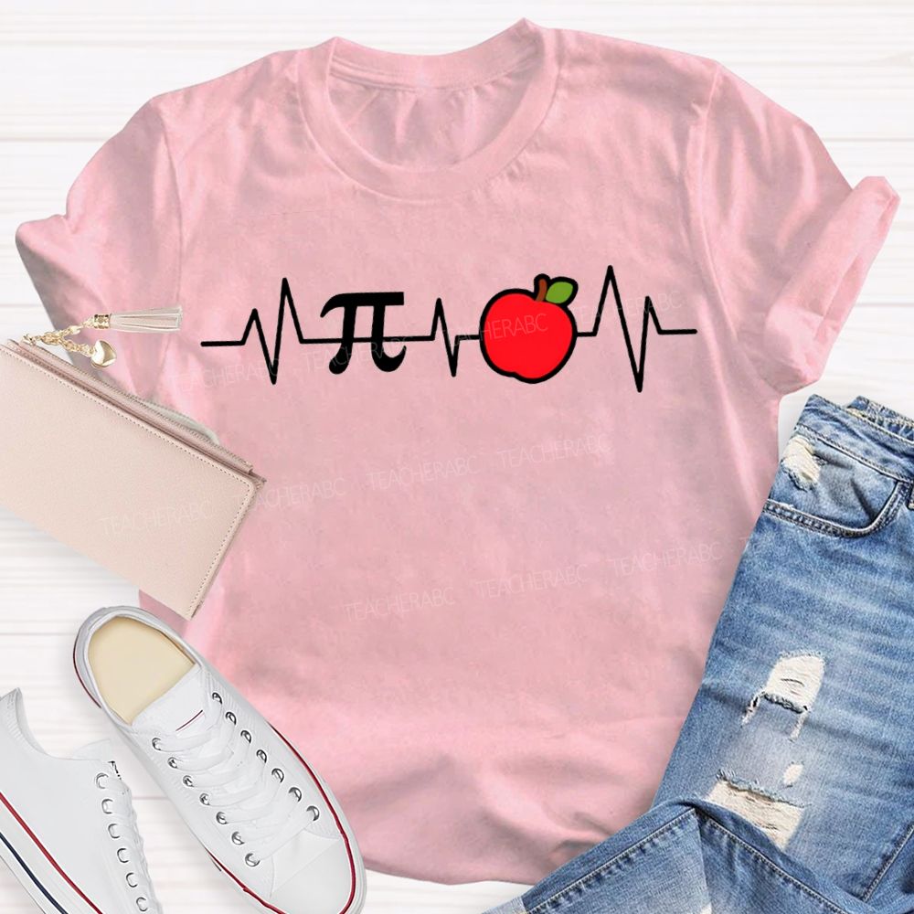Pi And Apple Print Math Teacher T-shirt