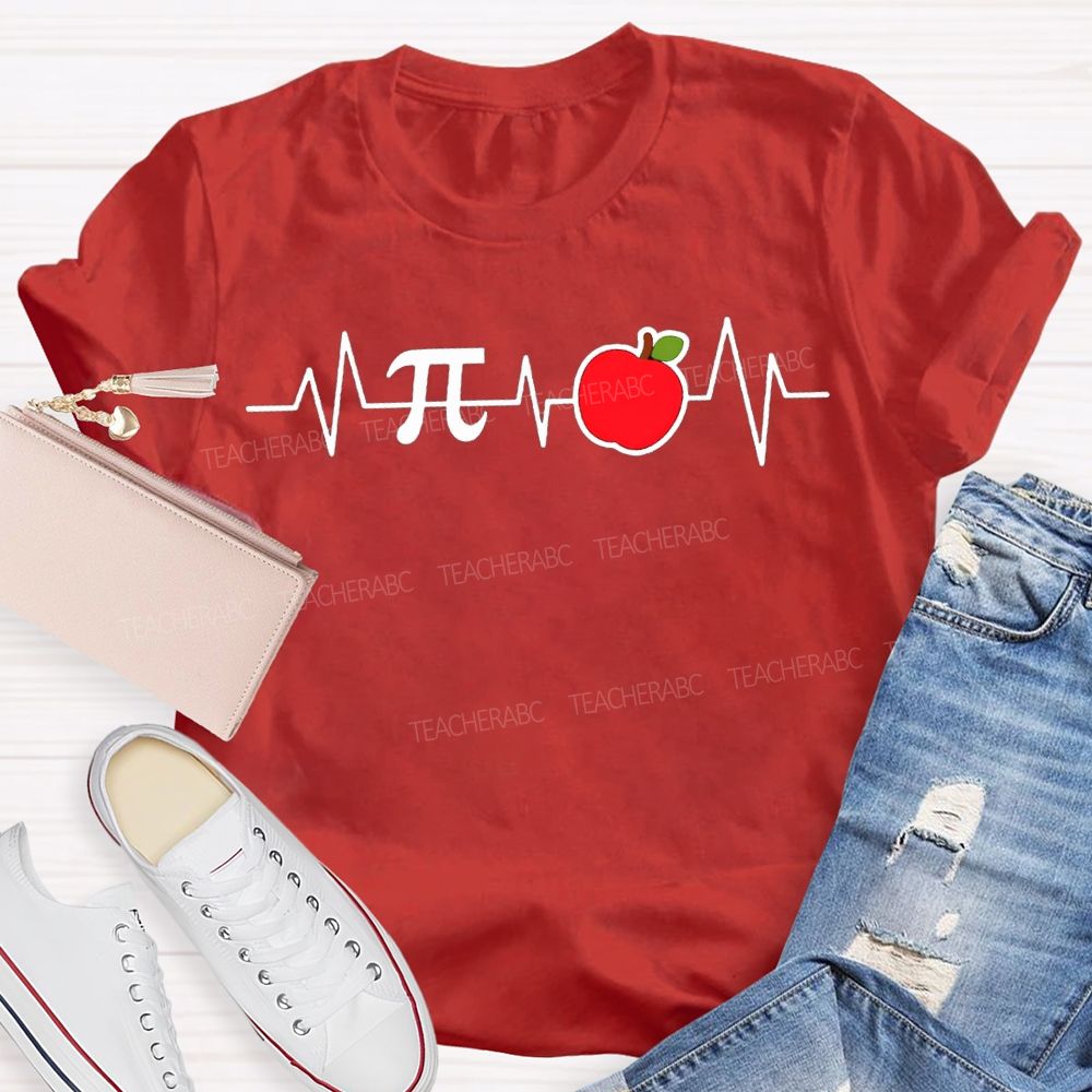 Pi And Apple Print Math Teacher T-shirt