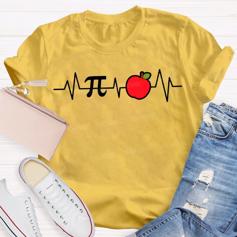 Pi And Apple Print Math Teacher T-shirt