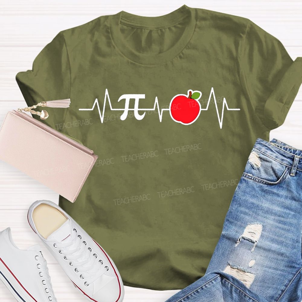 Pi And Apple Print Math Teacher T-shirt