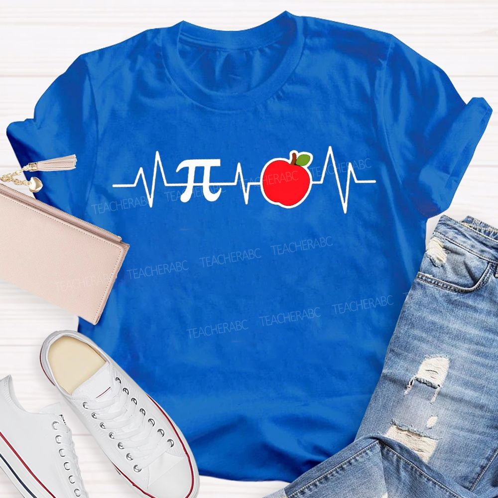 Pi And Apple Print Math Teacher T-shirt