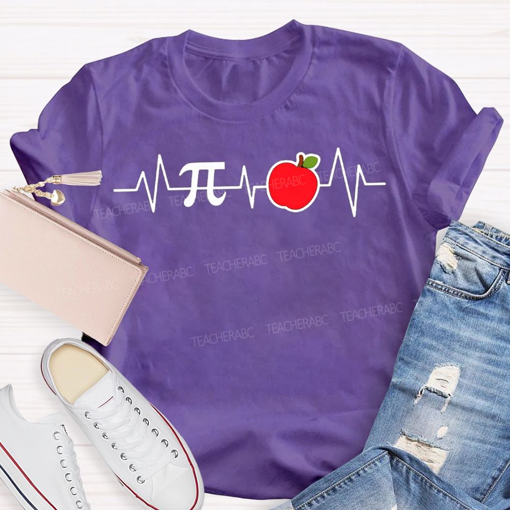 Pi And Apple Print Math Teacher T-shirt