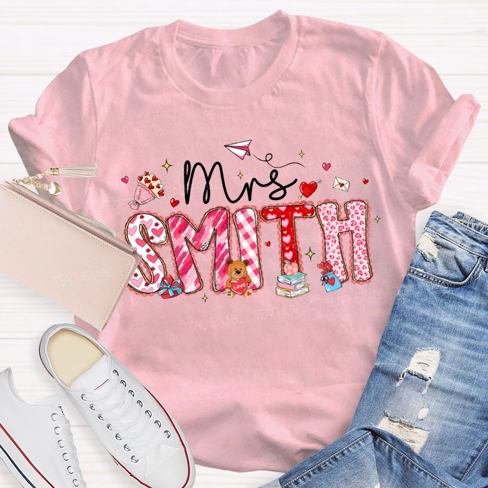 Personalized Name Valentine'S Day Teacher T-shirt