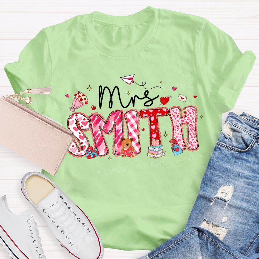 Personalized Name Valentine'S Day Teacher T-shirt
