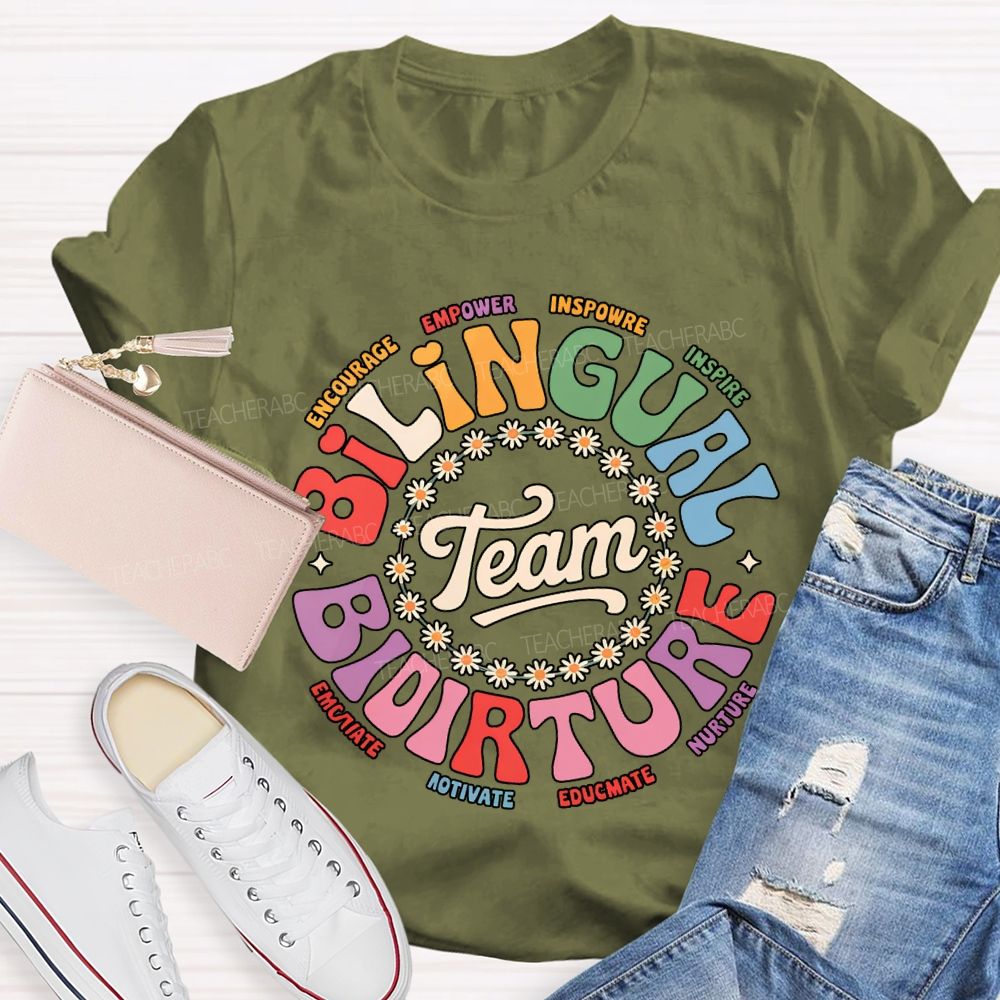 Bilingual Team Picture Encourage Empower Inspire Inspire T-shirt