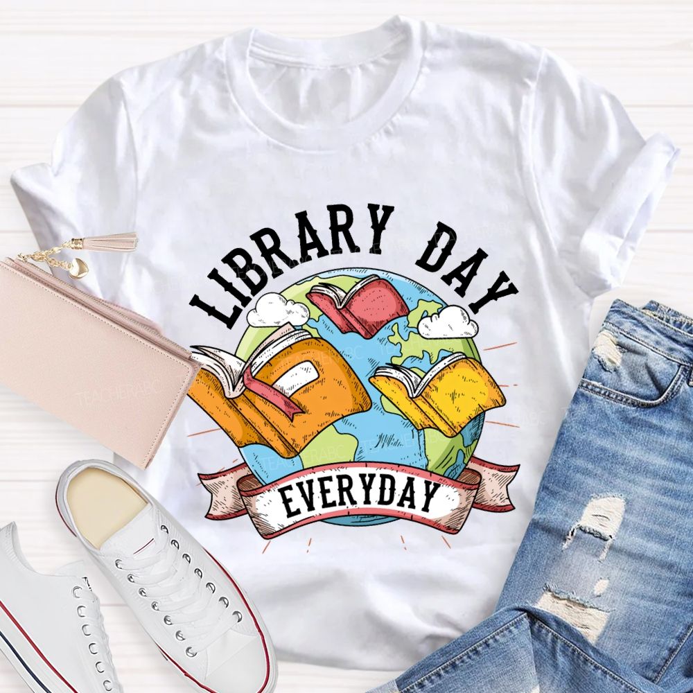 Library Day Everyday Books And The Earth T-shirt