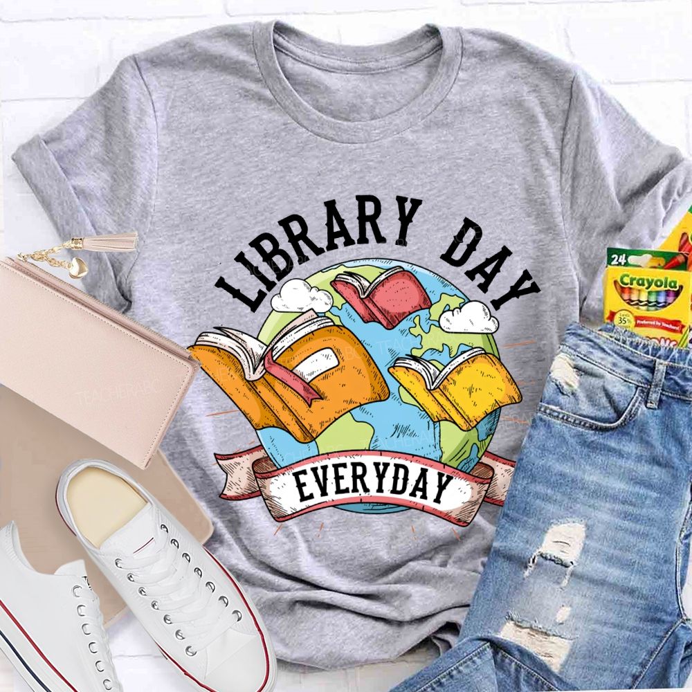 Library Day Everyday Books And The Earth T-shirt