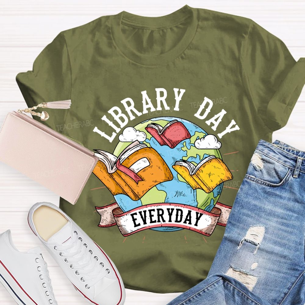 Library Day Everyday Books And The Earth T-shirt
