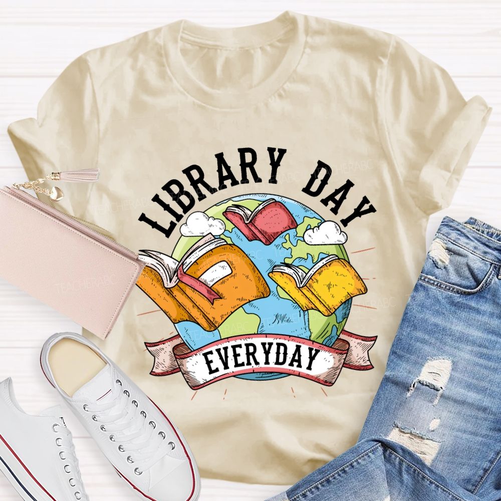 Library Day Everyday Books And The Earth T-shirt