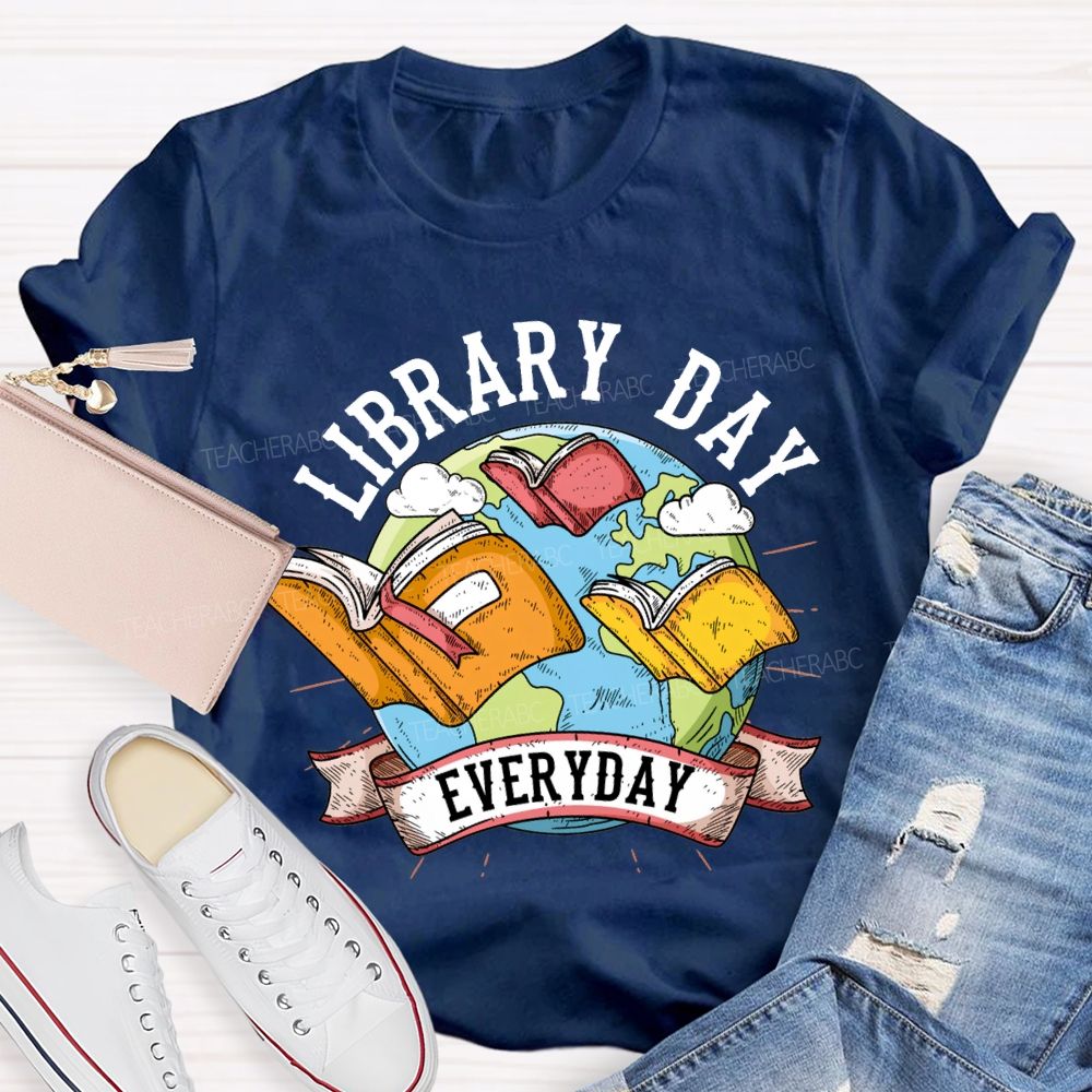 Library Day Everyday Books And The Earth T-shirt