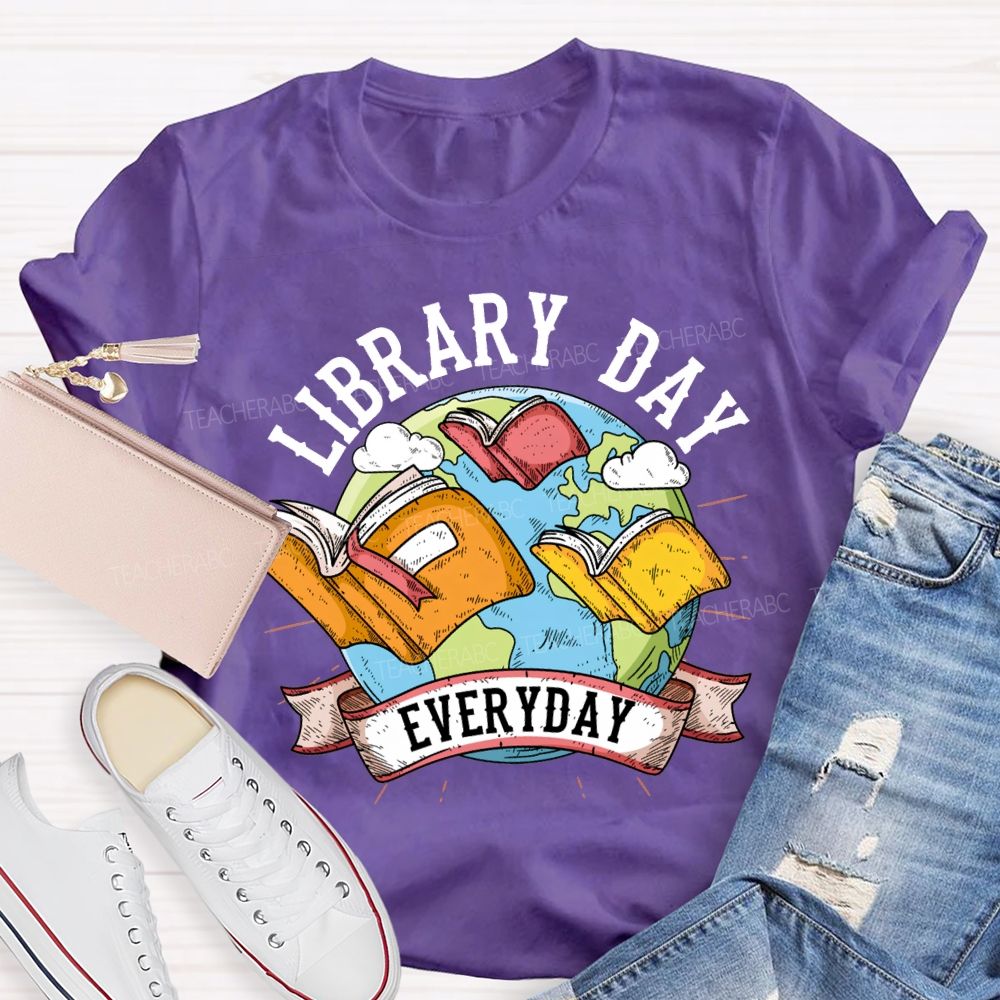 Library Day Everyday Books And The Earth T-shirt