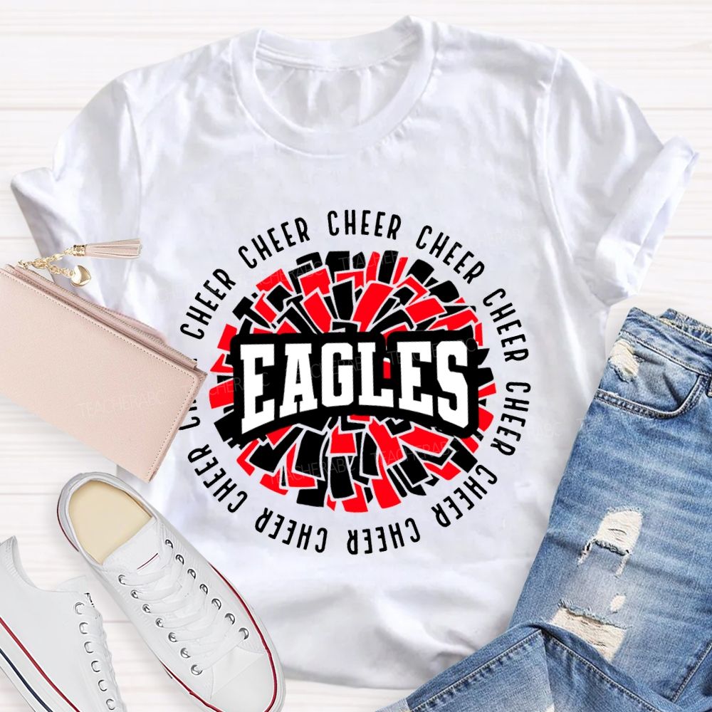 Personalized Mascot Cheer Eagles Colorful Fragment Print T-shirt