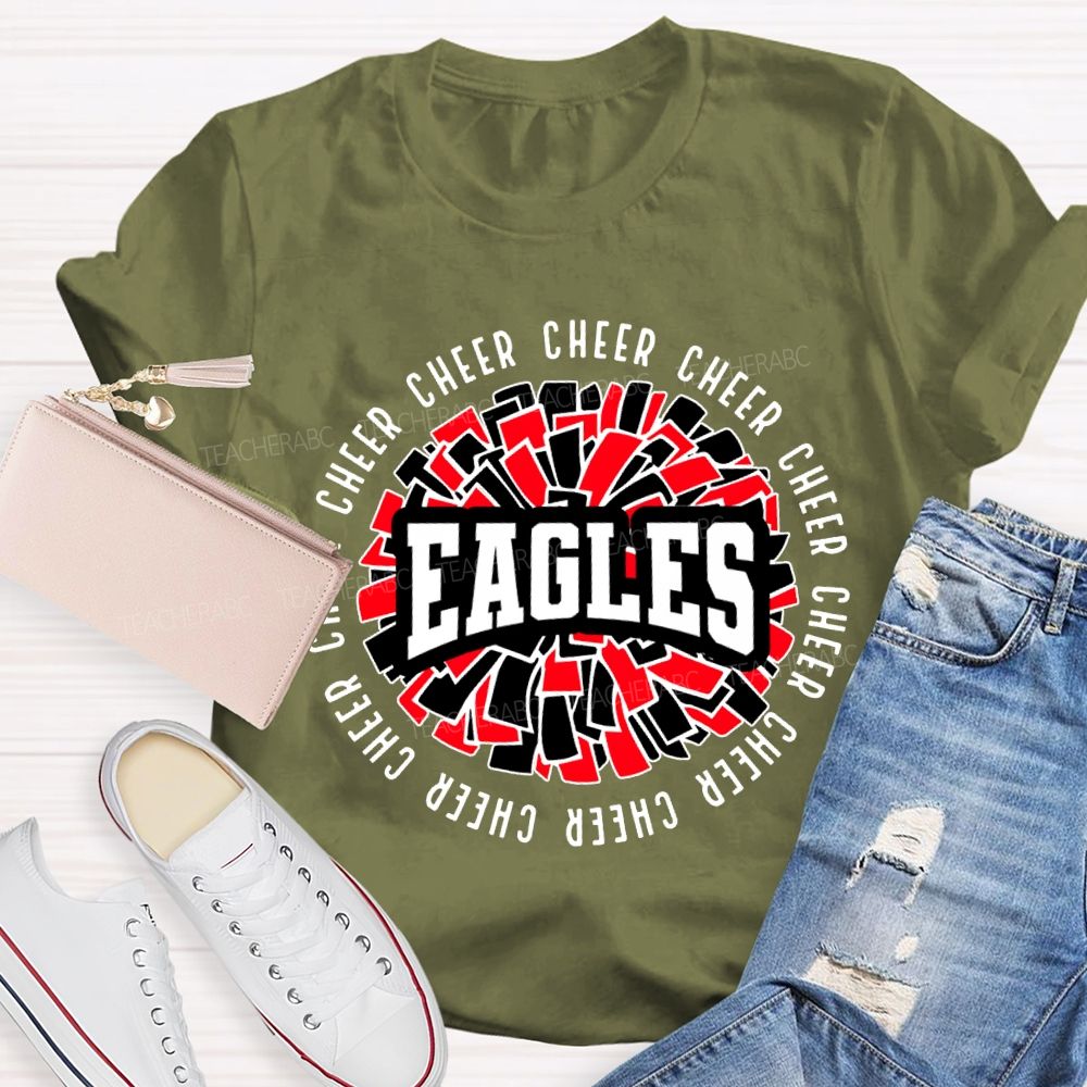 Personalized Mascot Cheer Eagles Colorful Fragment Print T-shirt