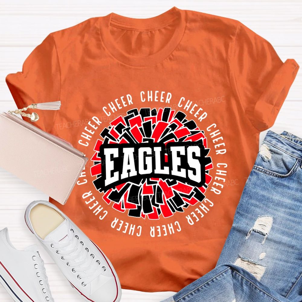 Personalized Mascot Cheer Eagles Colorful Fragment Print T-shirt