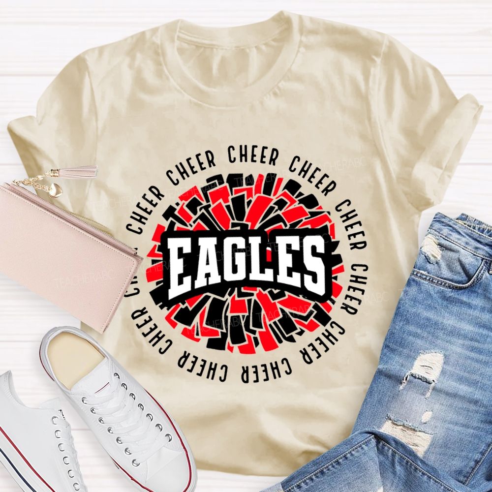 Personalized Mascot Cheer Eagles Colorful Fragment Print T-shirt