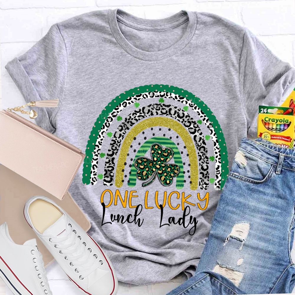 One Lucky Lunch Lady Leopard Clover T-shirt