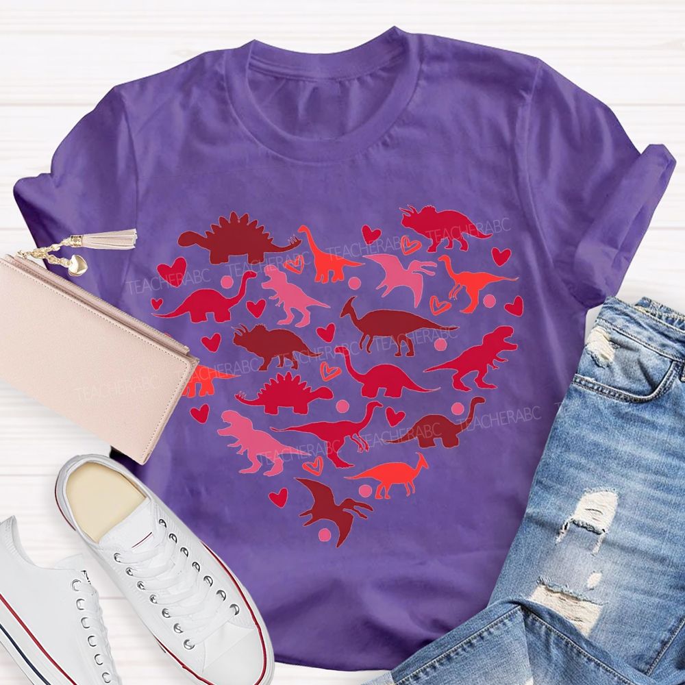 Cute Dinosaur Heart Teacher T-Shirt