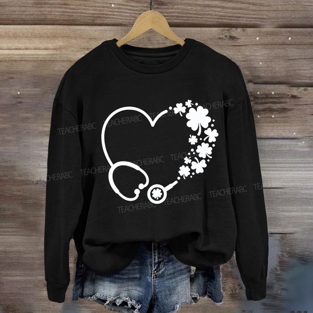 School Nurse Hearts And Clover Sweatshirt