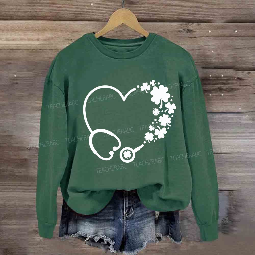 School Nurse Hearts And Clover Sweatshirt