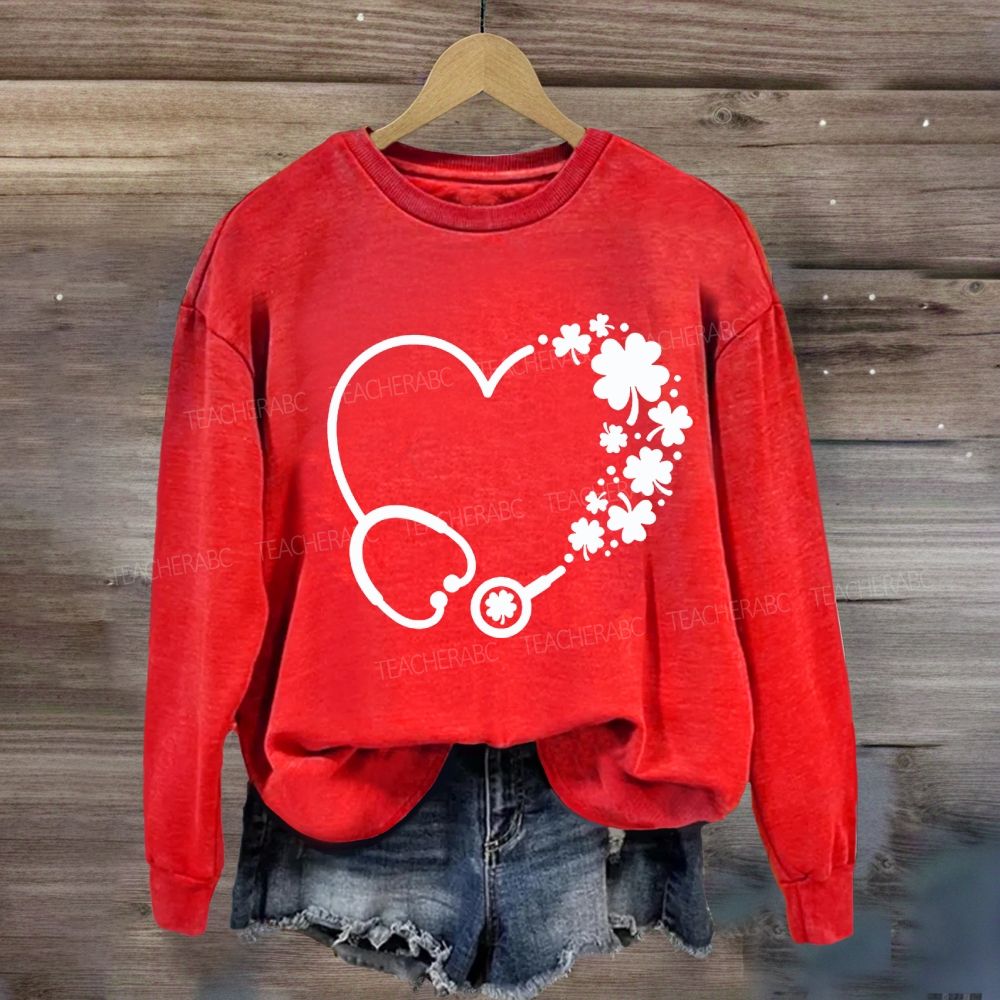 School Nurse Hearts And Clover Sweatshirt