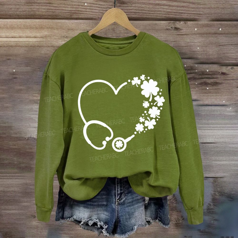 School Nurse Hearts And Clover Sweatshirt