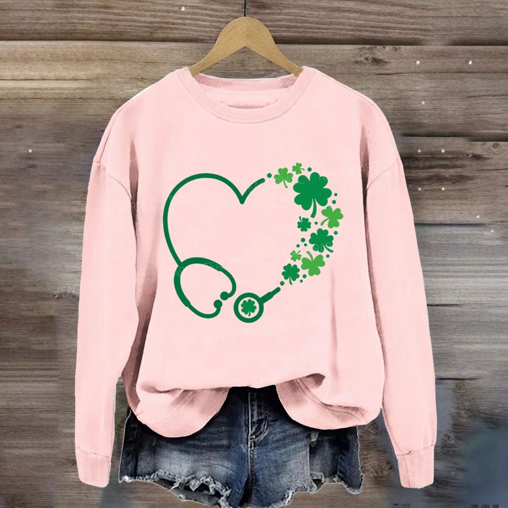 School Nurse Hearts And Clover Sweatshirt