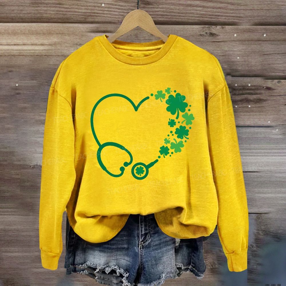 School Nurse Hearts And Clover Sweatshirt