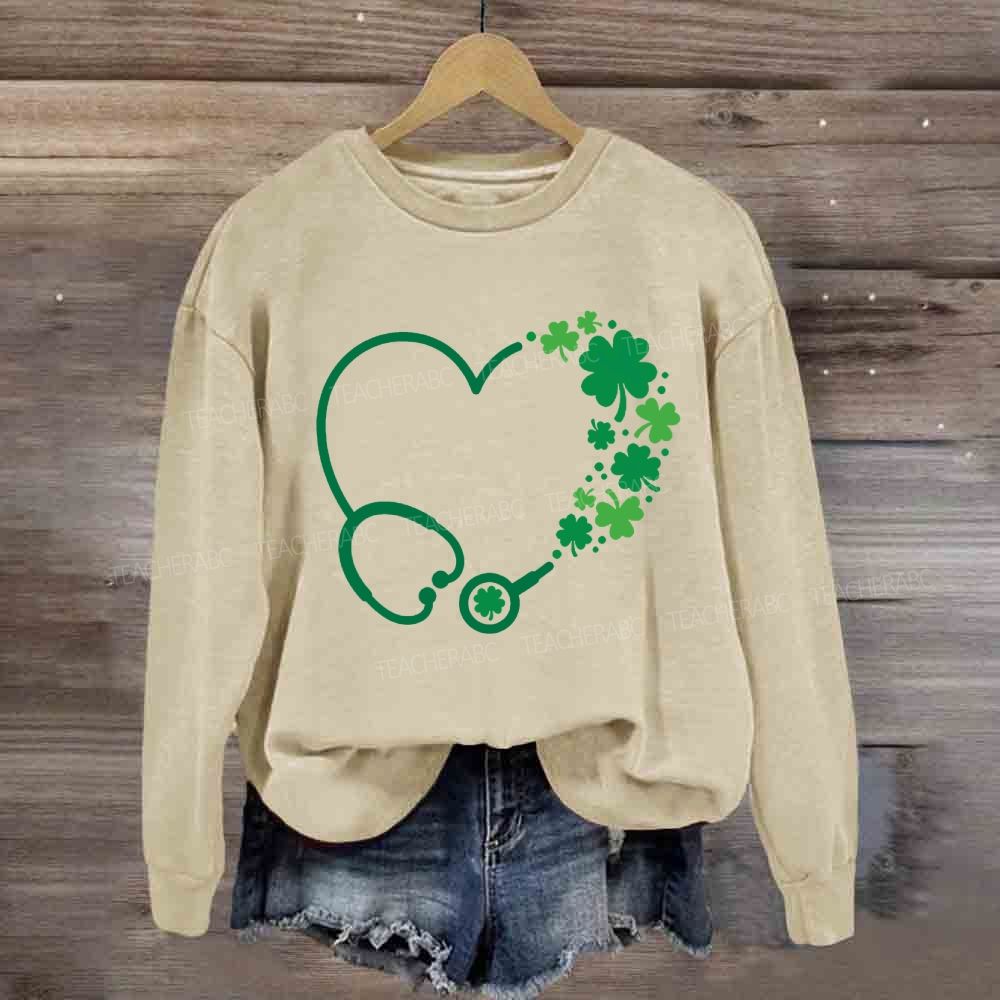 School Nurse Hearts And Clover Sweatshirt