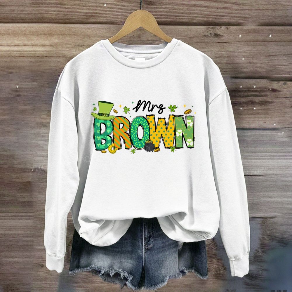 Personalized Name Saint Patrick's Day Mrs Brown Sweatshirt