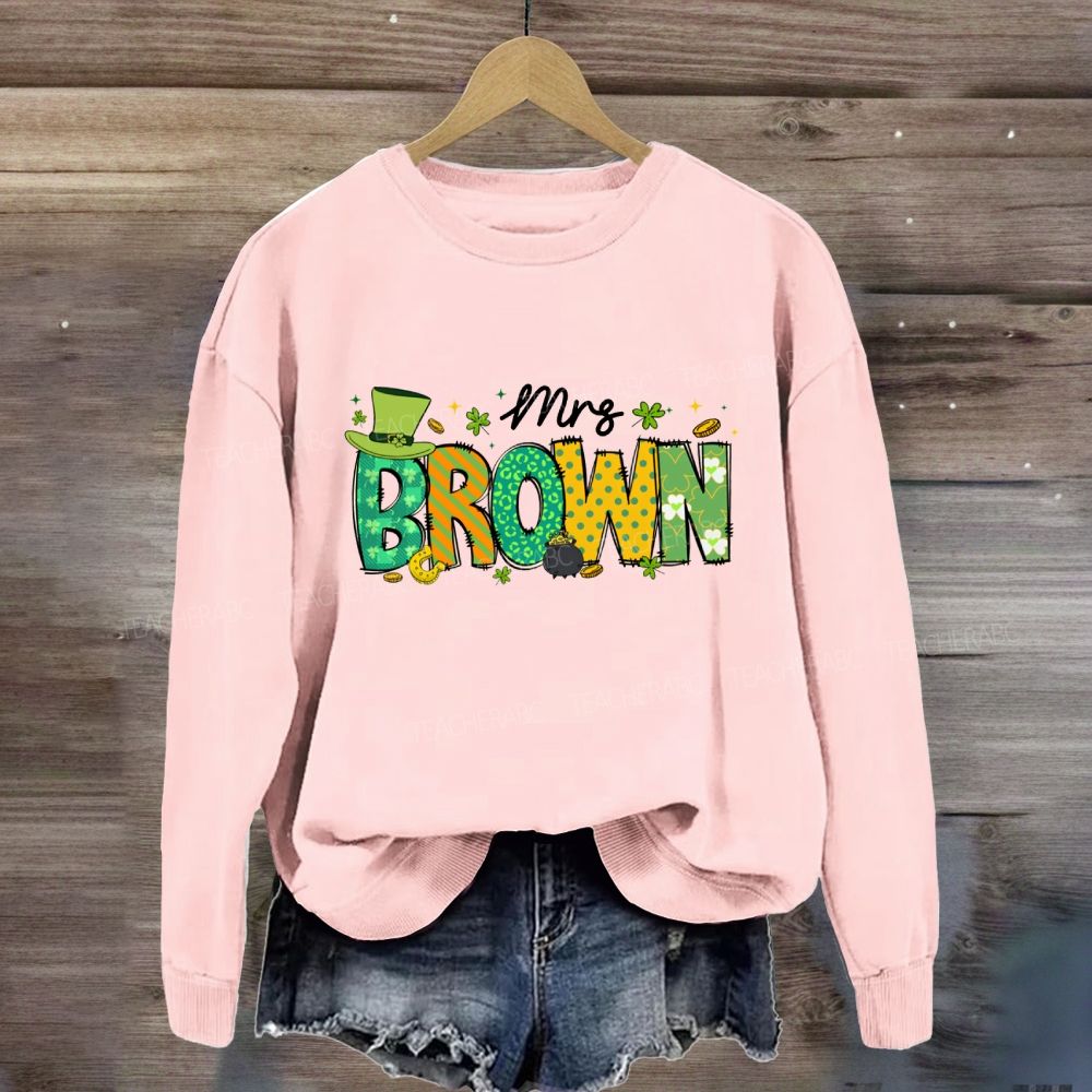 Personalized Name Saint Patrick's Day Mrs Brown Sweatshirt