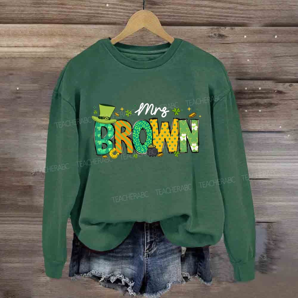 Personalized Name Saint Patrick's Day Mrs Brown Sweatshirt