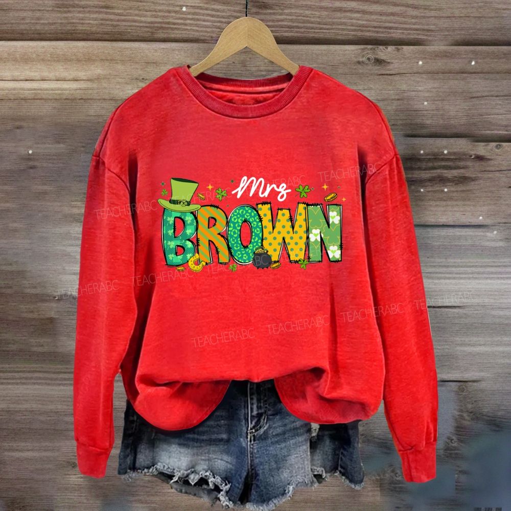 Personalized Name Saint Patrick's Day Mrs Brown Sweatshirt