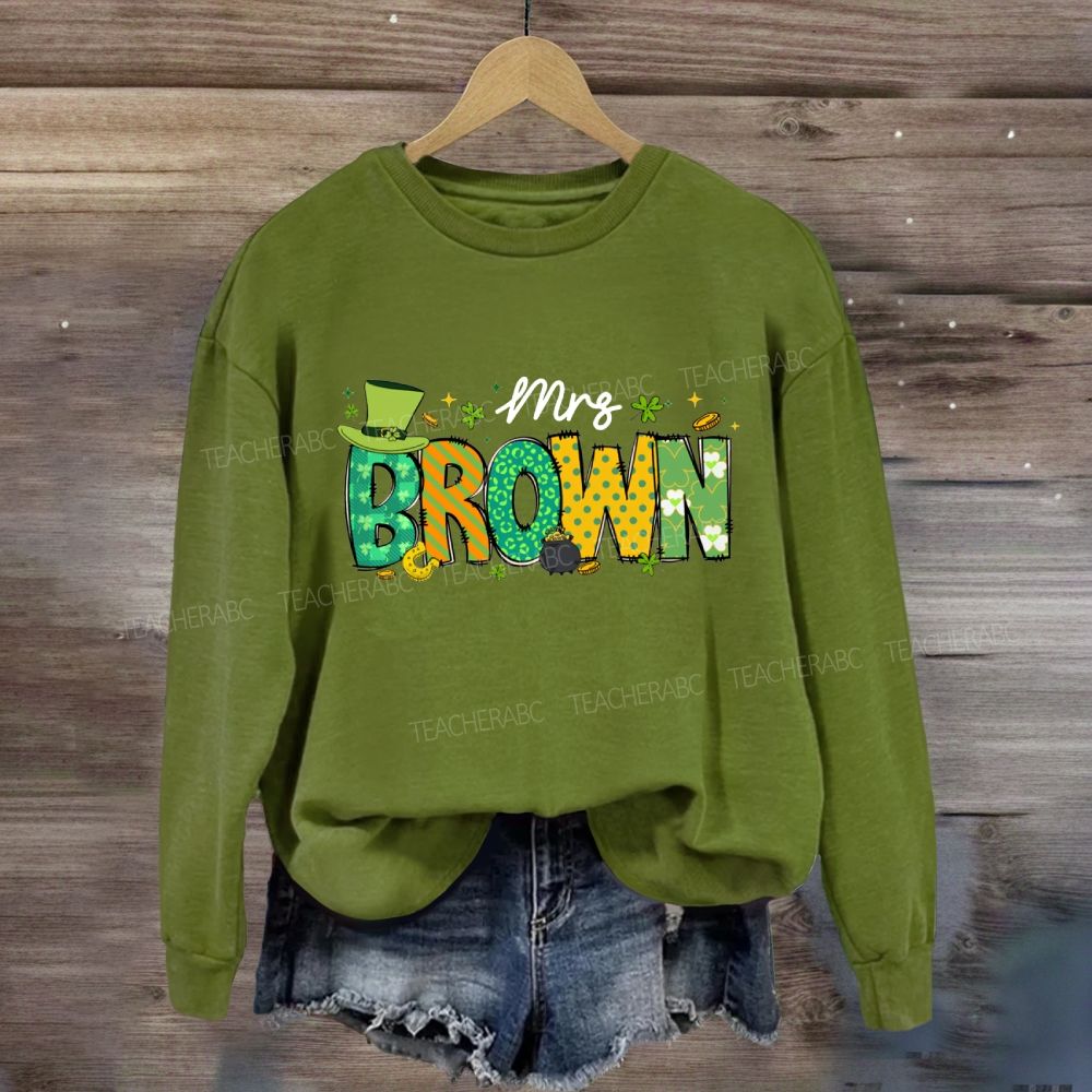 Personalized Name Saint Patrick's Day Mrs Brown Sweatshirt