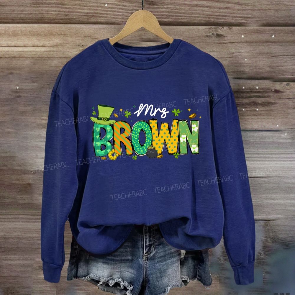 Personalized Name Saint Patrick's Day Mrs Brown Sweatshirt