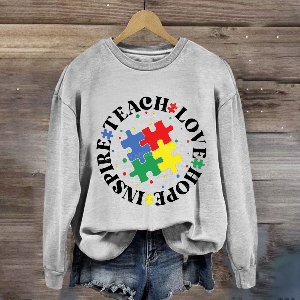 Teach Love Hope Inspire Puzzle Sweatshirt