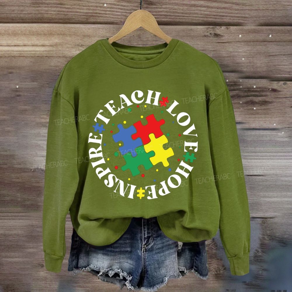 Teach Love Hope Inspire Puzzle Sweatshirt