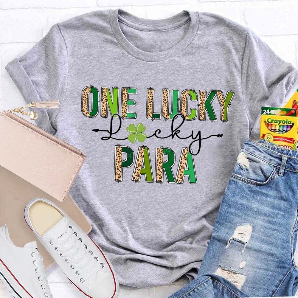 One Lucky Para Leopard Print Colored Font T-shirt