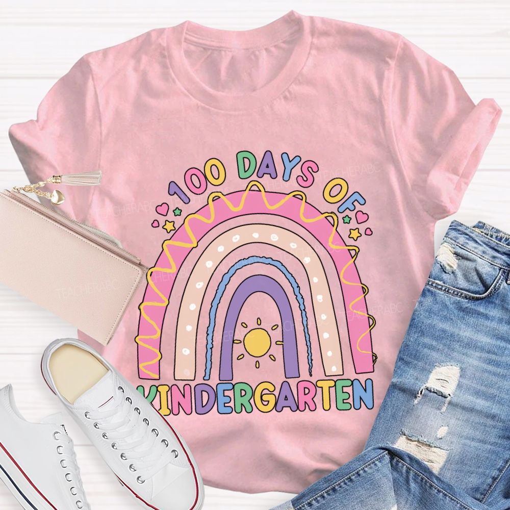 Personalized Grade 100 Days Of Kindergarten Colorful Lettering Printing T-shirt