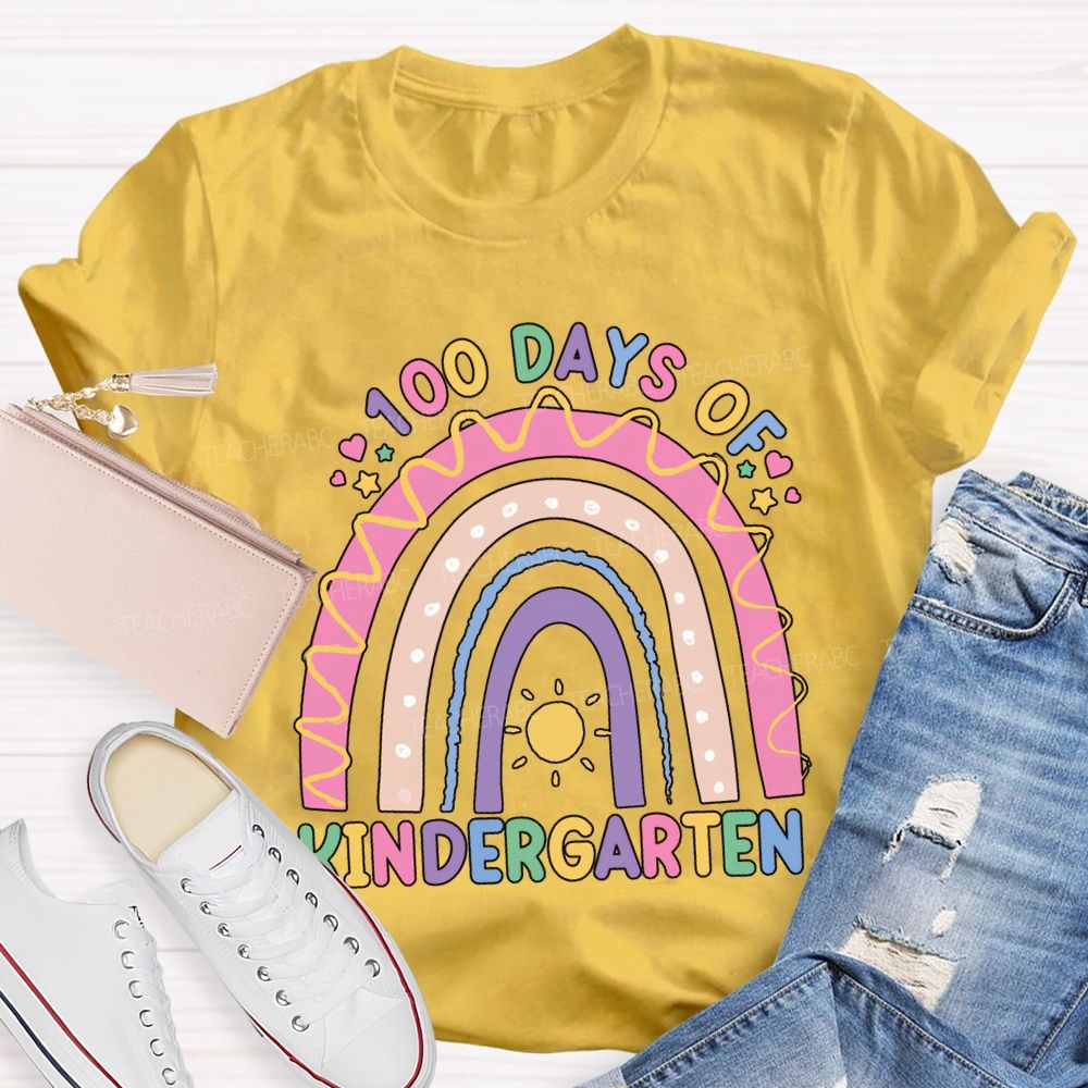 Personalized Grade 100 Days Of Kindergarten Colorful Lettering Printing T-shirt
