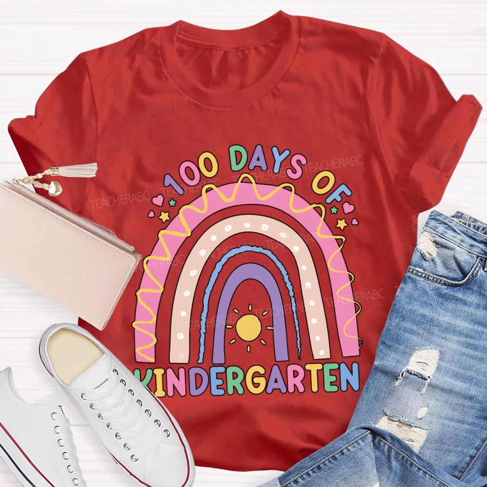 Personalized Grade 100 Days Of Kindergarten Colorful Lettering Printing T-shirt
