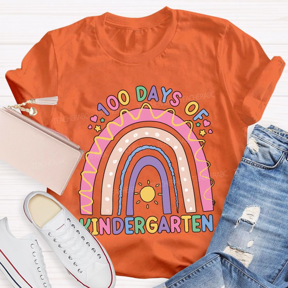 Personalized Grade 100 Days Of Kindergarten Colorful Lettering Printing T-shirt