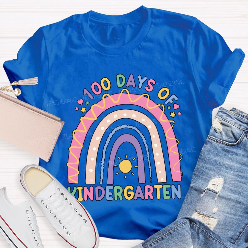 Personalized Grade 100 Days Of Kindergarten Colorful Lettering Printing T-shirt