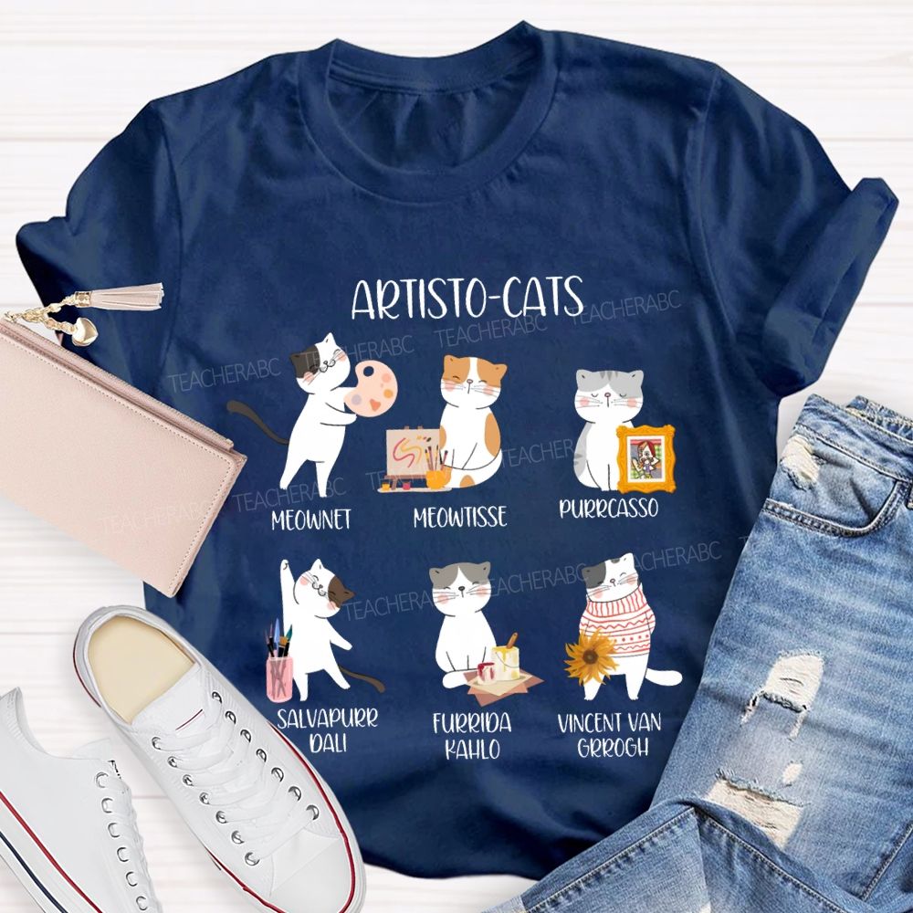 Artisto Cats Meownet Meowtisse Purrcasso T-shirt