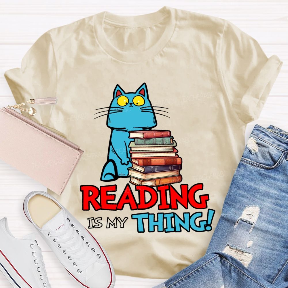 Reading Is My Thing Cats And Books T-shirt