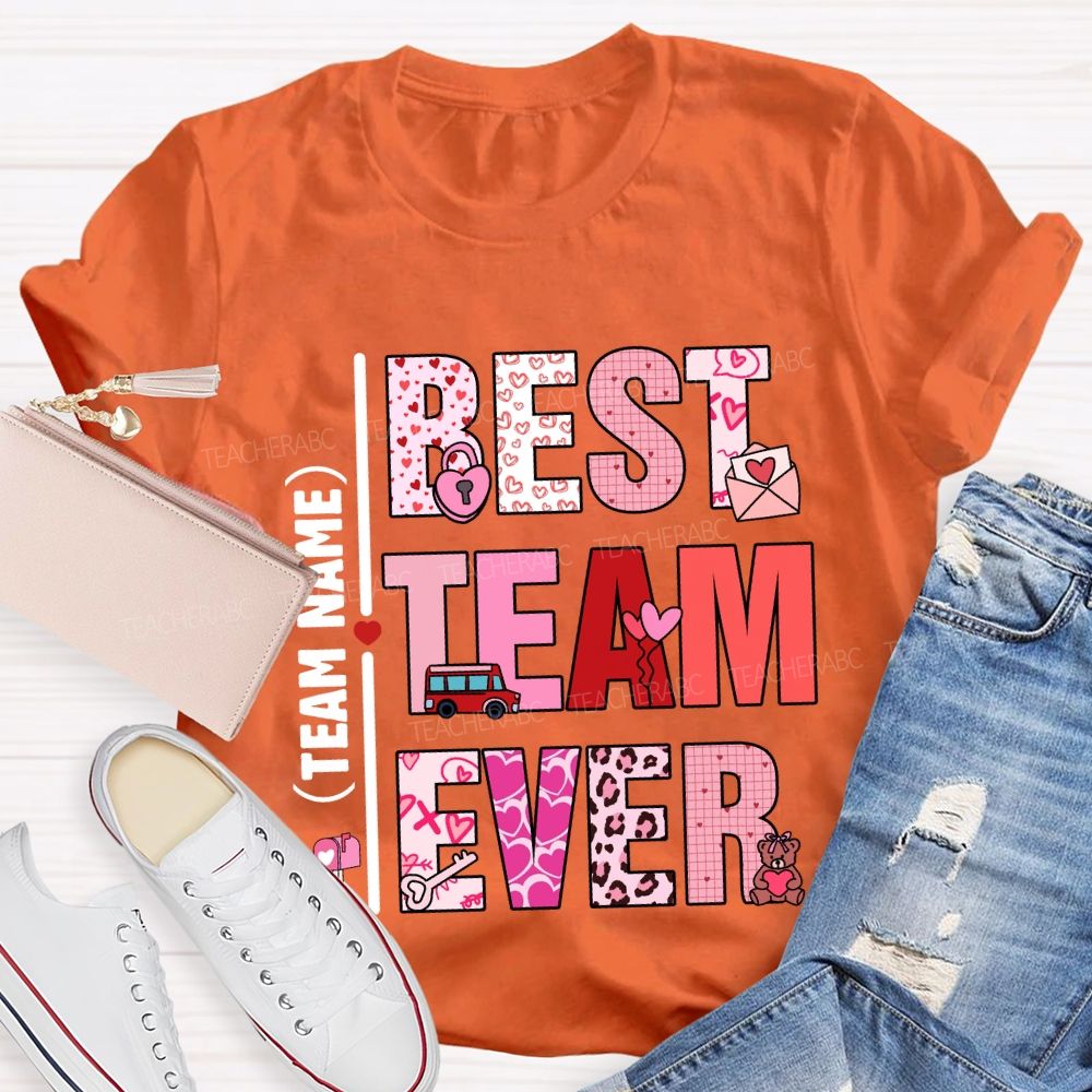 Personalized Team Name Valentine'S Day Pink Heart T-Shirt