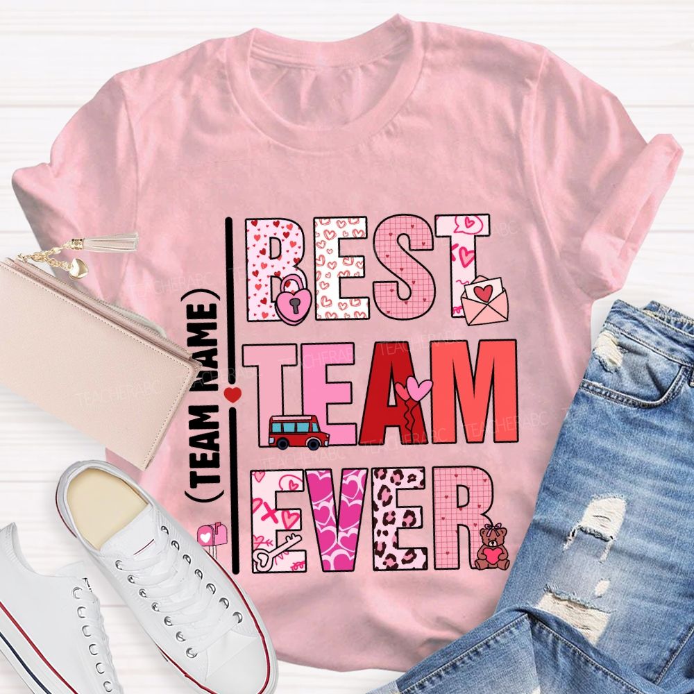 Personalized Team Name Valentine'S Day Pink Heart T-Shirt