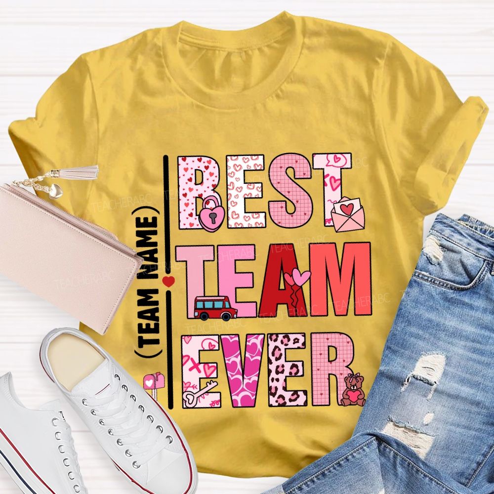 Personalized Team Name Valentine'S Day Pink Heart T-Shirt